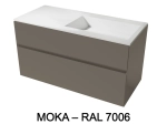 Meuble avec vasque Solid-Surface, finition bois ou couleurs, deux tiroirs à onglet, Largeur 100, 120 et 140 cm, P. 45 cm, Hauteur 56 cm, Stock disponible, LIVRAISON OFFERTE